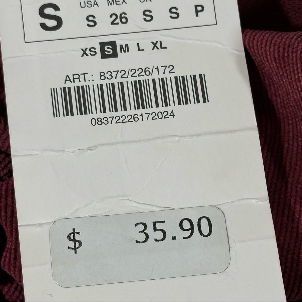 NWT ZARA Muted Burgundy Wine Draped Ruched High Waist Mini Skirt S - Picture 10 of 11